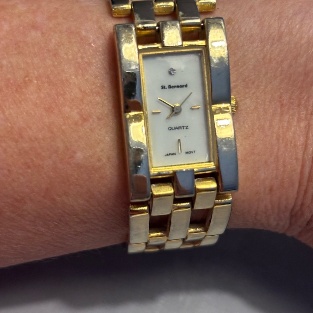 Gold Tone St. Bernard Quartz Ladies Watch 7.5”